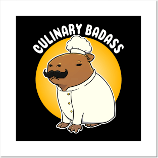 Culinary Badass Capybara Cartoon Posters and Art